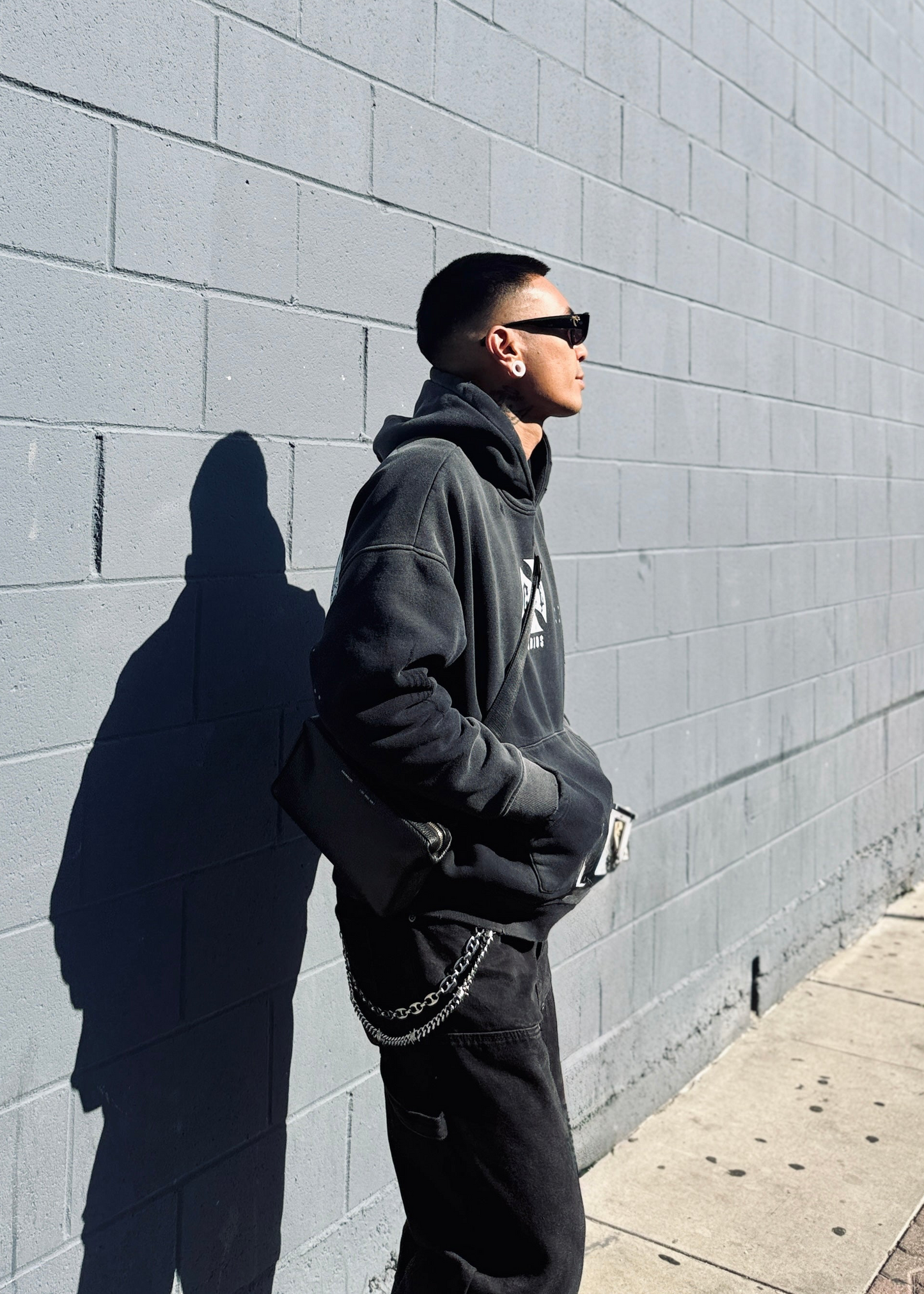 “CHOPPA” HOODIE IN DISTRESSED, FADED BLACK