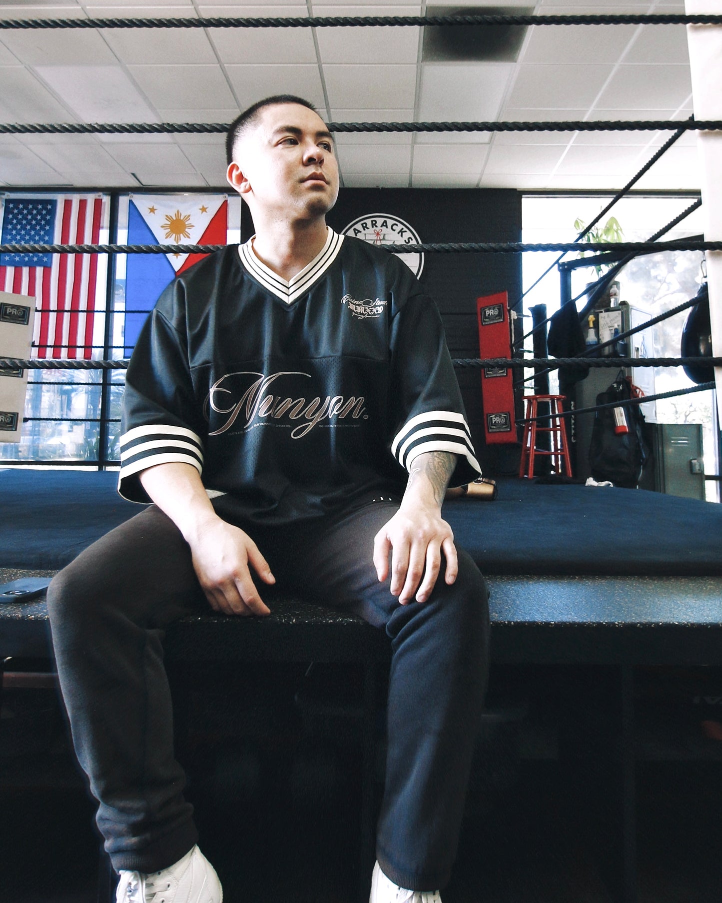 BLACK “MUNYON” MESH HOCKEY JERSEY