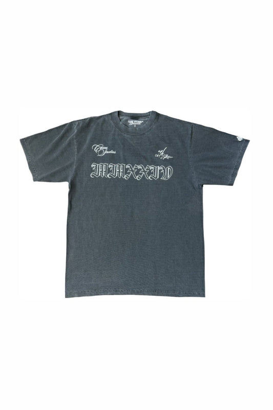 "BY ANY MEANS" V.2  SS//24" LUXURY HEAVYWEIGHT T-SHIRT IN CHARCOAL