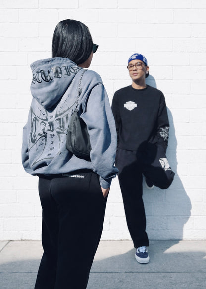 “CHOPPA” HOODIE IN ENZYME-WASHED NAVY