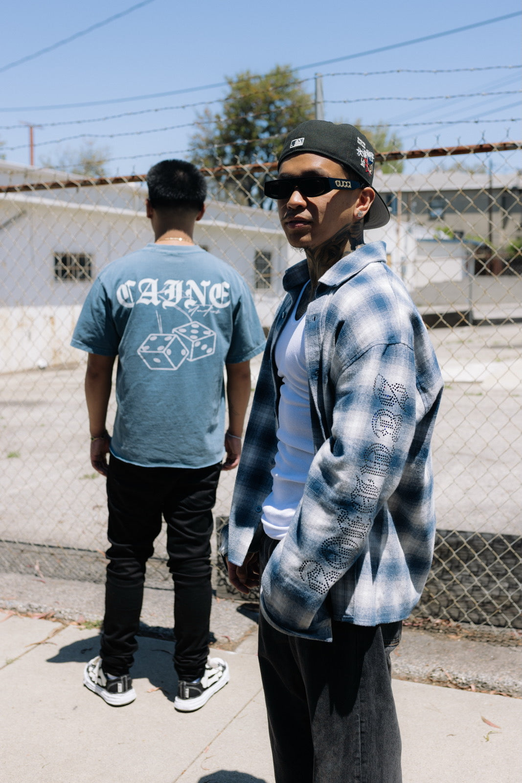 “DICE SHAKER” FLANNEL IN SUN-DRIED BLUE