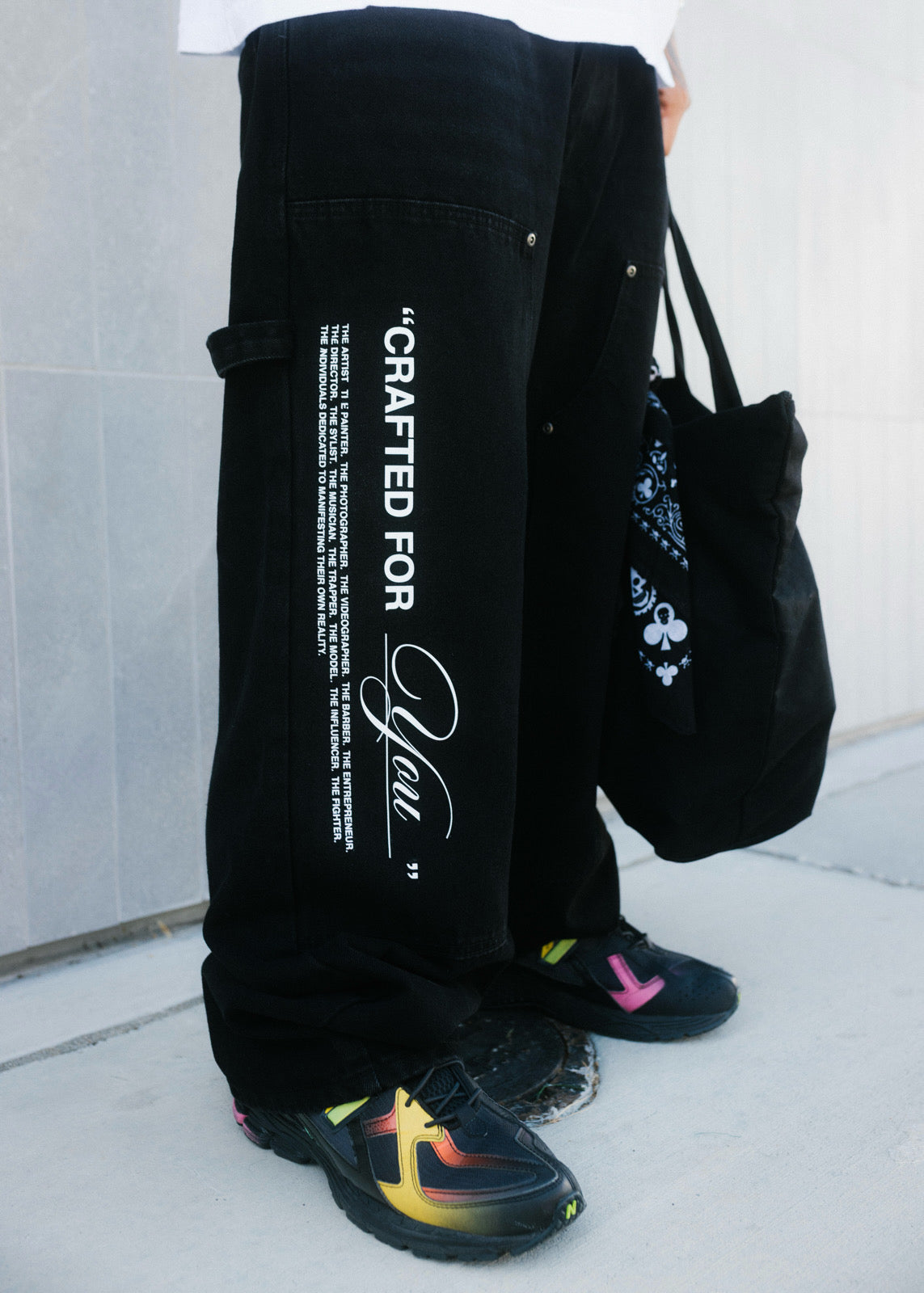 "CRAFTED FOR YOU" BAGGY, DISTRESSED CARPENTER JEANS