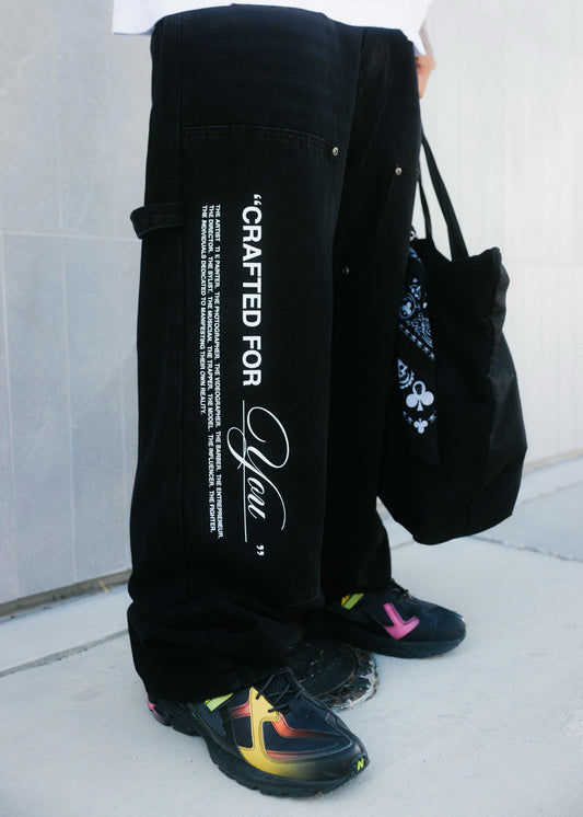 "CRAFTED FOR YOU" BAGGY, DISTRESSED CARPENTER JEANS