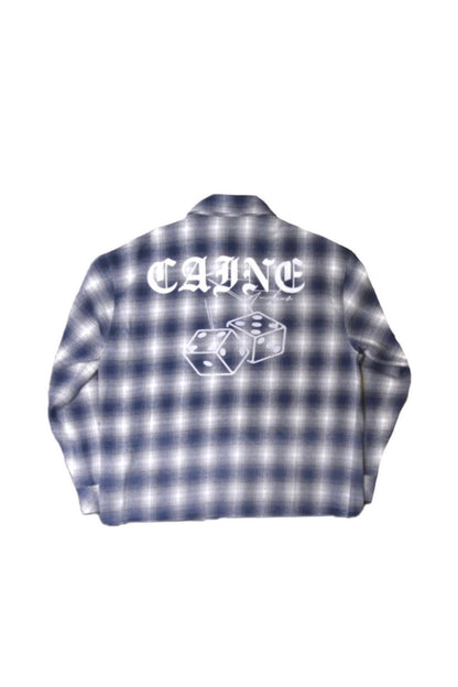 “DICE SHAKER” FLANNEL IN SUN-DRIED BLUE